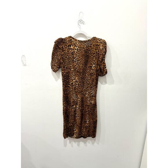 NWT Generation Love Puffed Sleeve Rezi Dress Brown Leopard Women's Size Medium - Picture 2 of 5